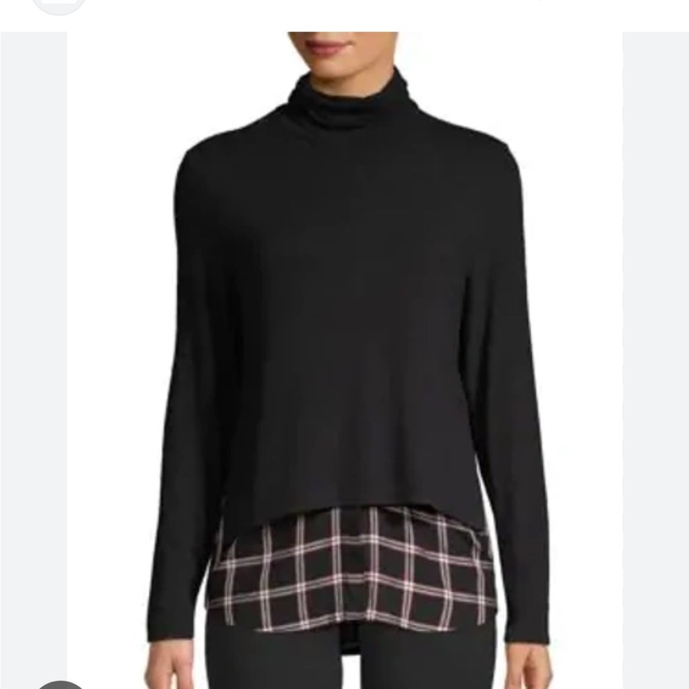 Mixed media turtleneck sweater